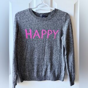 GAP - Gray Sweater with Pink 'HAPPY' Text